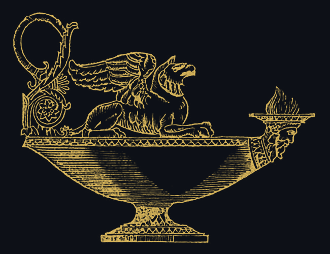 Engraving of an oil lamp, 1808.